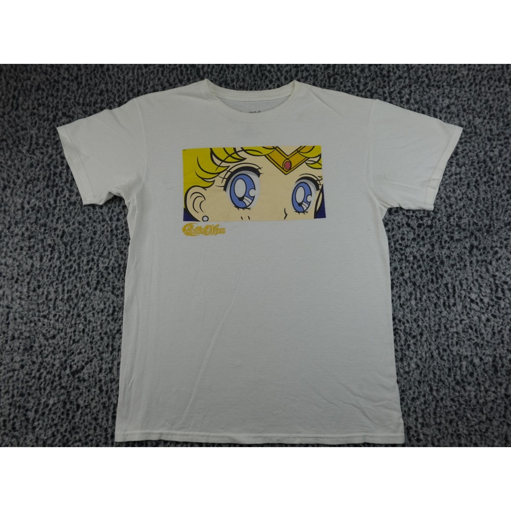 Sailor Moon Graphic T-Shirt‎ Mens Medium White Anime Eyes Usagi Tsukino Cotton